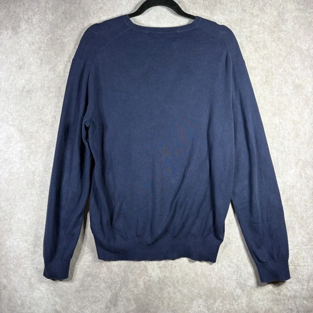 Polo Ralph Lauren Sweater Men M Blue Pima Cotton V-Neck Pullover Preppy Classic